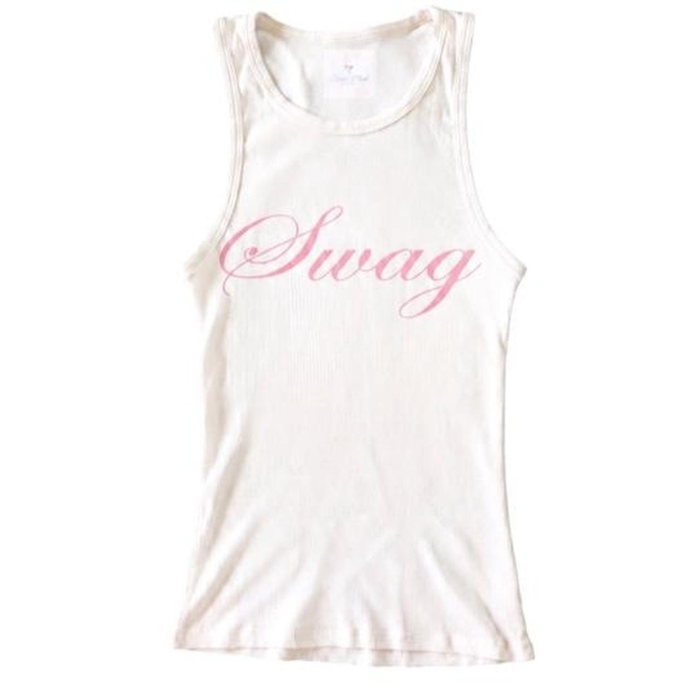 y2k pink swag script tank top